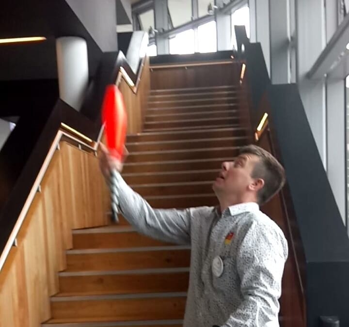 Even the parents are having a great time at our circus skills workshop!