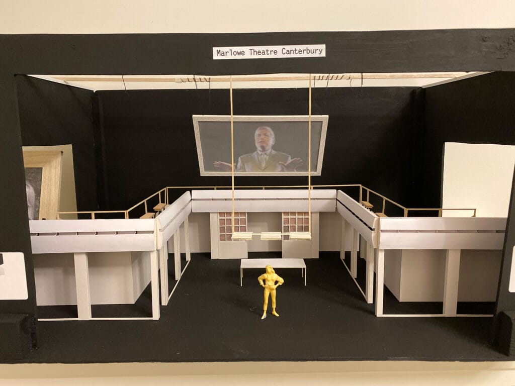 A photo of the set mocked up